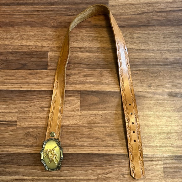 VTG 1978 Raintree Rodeo Equestrian Cowboy Belt With Brass Buckle - Picture 2 of 11